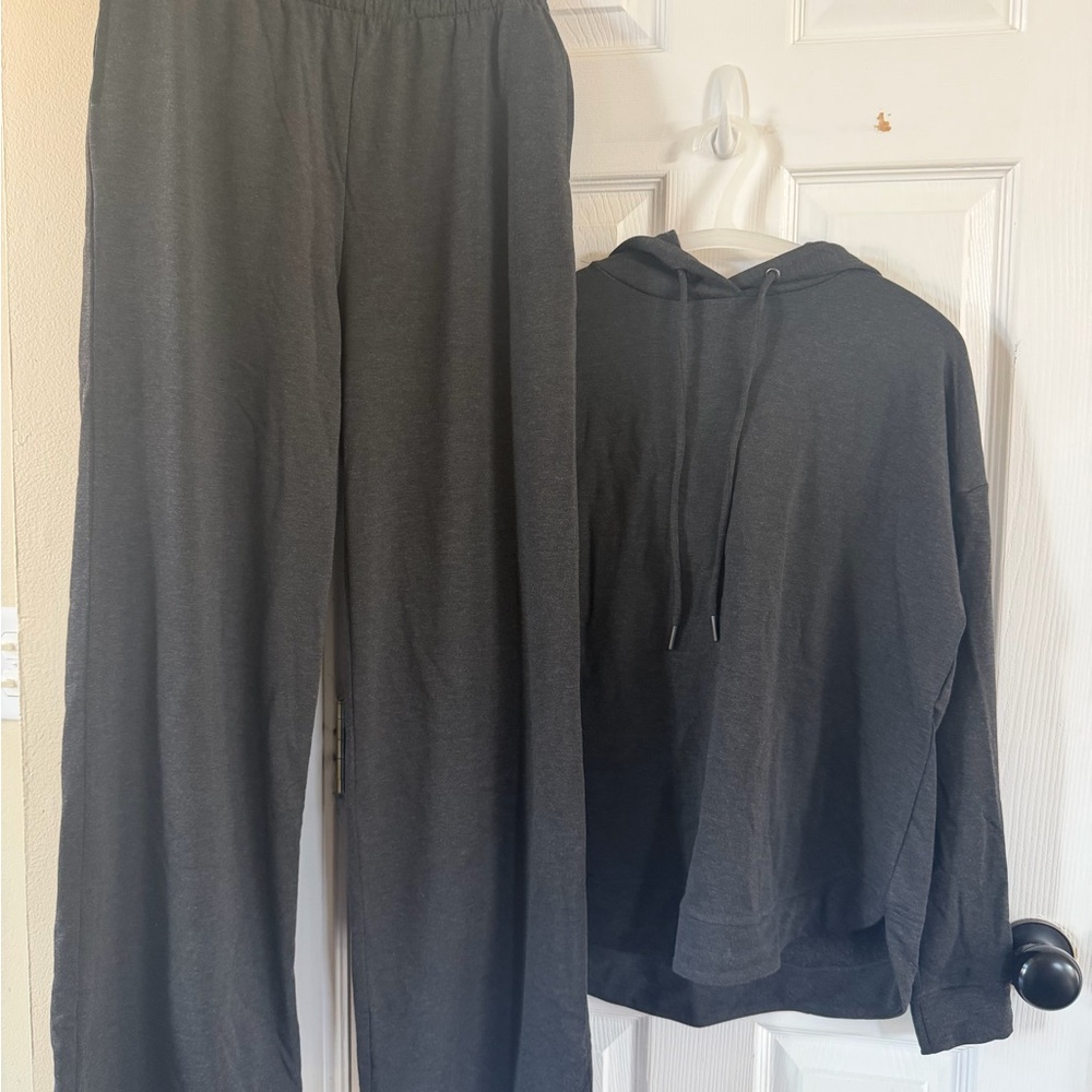 Women's Dark Gray Wide Leg Lounge Set